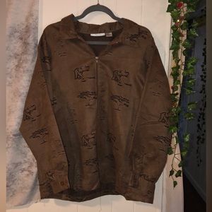 Keneth Too! Vintage Size 2X Safari 100% Polyester Brown Faux Suede Jacket